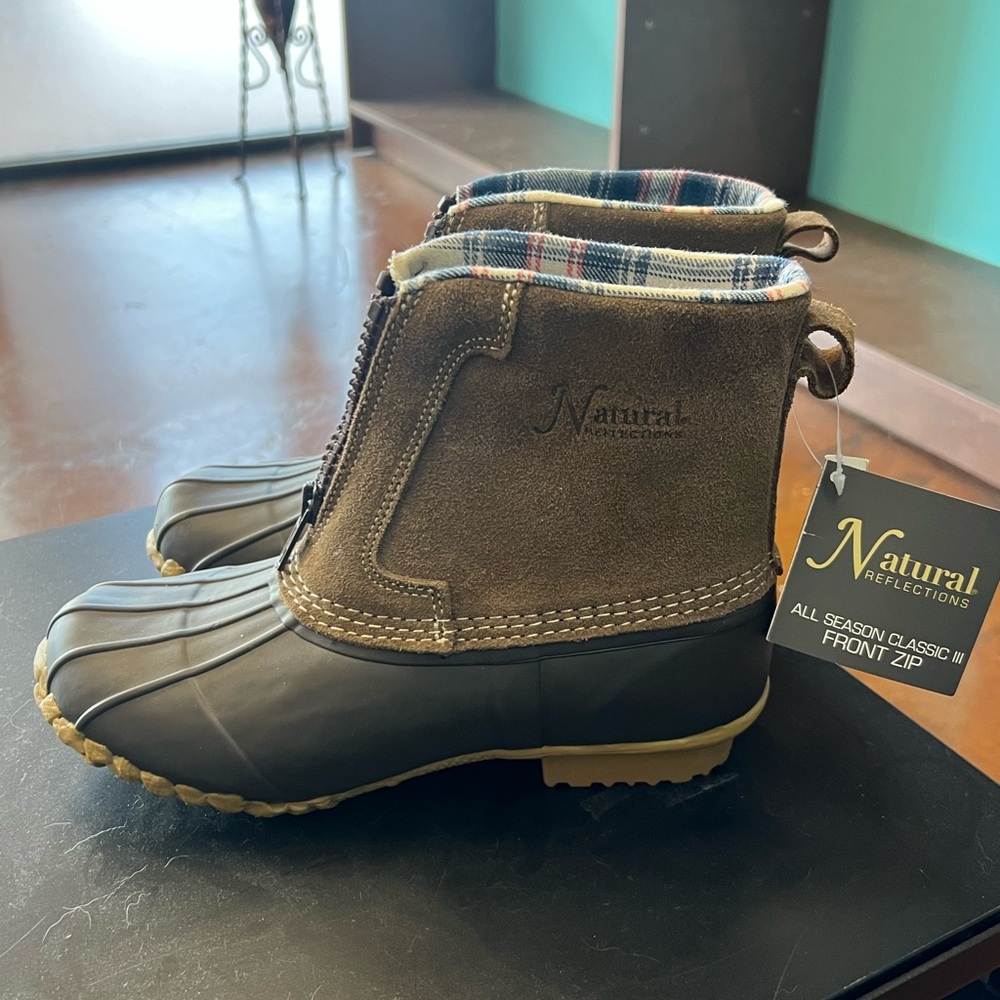 Natural Reflections Brown and Black Waterproof Duck Boots
